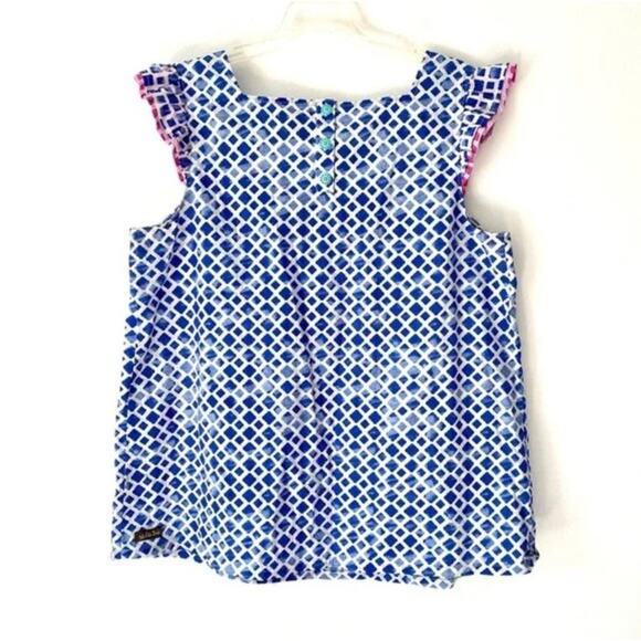 Matilda Jane Wandering Waters Blue Smocked Tassel Blouse Women's Size Medium Wor - Picture 4 of 9